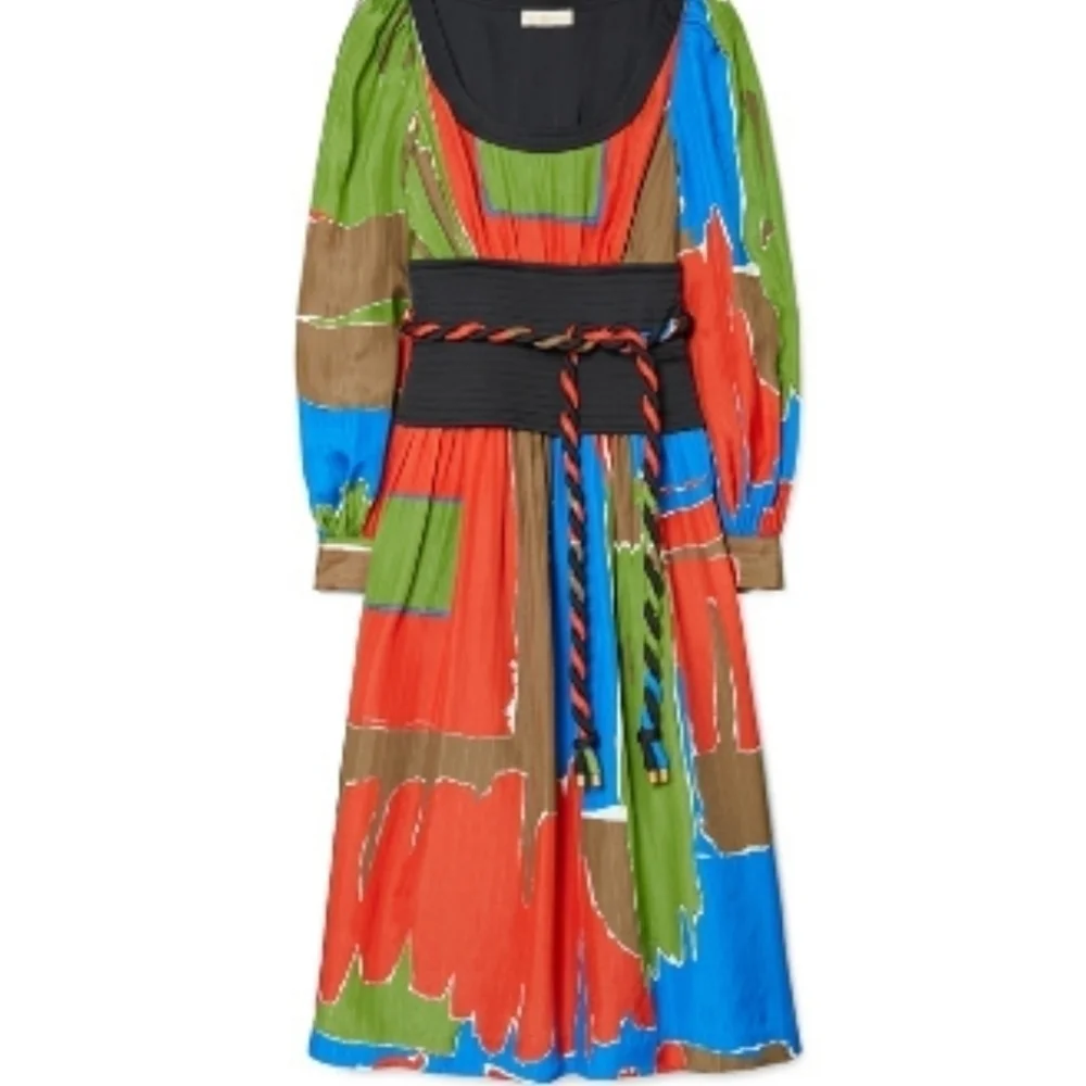 New Tory Burch Tie Waist Painted Geo SS20 Runway Dress NWT Size 2